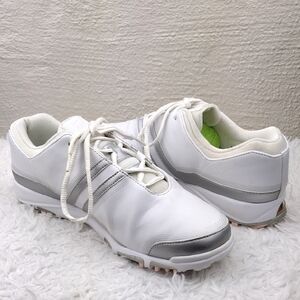 Nike Air Brassie White Silver Pink Leather Round Toe Lace Up Women's Golf Shoes